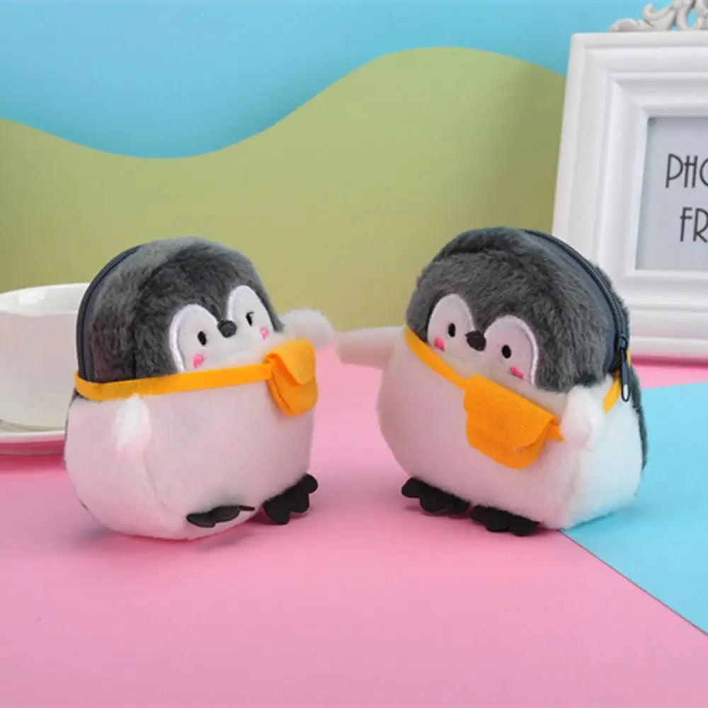 Cartoon Plush Penguin Coin Purse Doll Money Bag Pendant Lovely Animal Mini Wallet USB Cable Pouch Earphone Case Card Holder